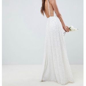 2019 ASOS Sequins Cami Wedding Dress Size 6